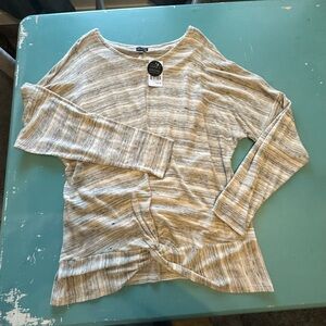 Buckle Black Gray Striped Top